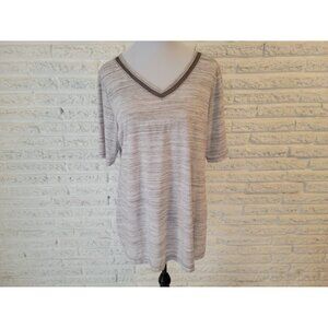 Catherines Womens Top 0X Plus Tee Short Sleeve Gray Heather Lattice Back GRA4E